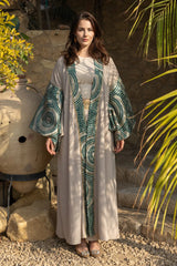 Mosaic Green Abaya Kimono