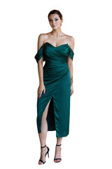 Olivia Emerald Green Midi Dress
