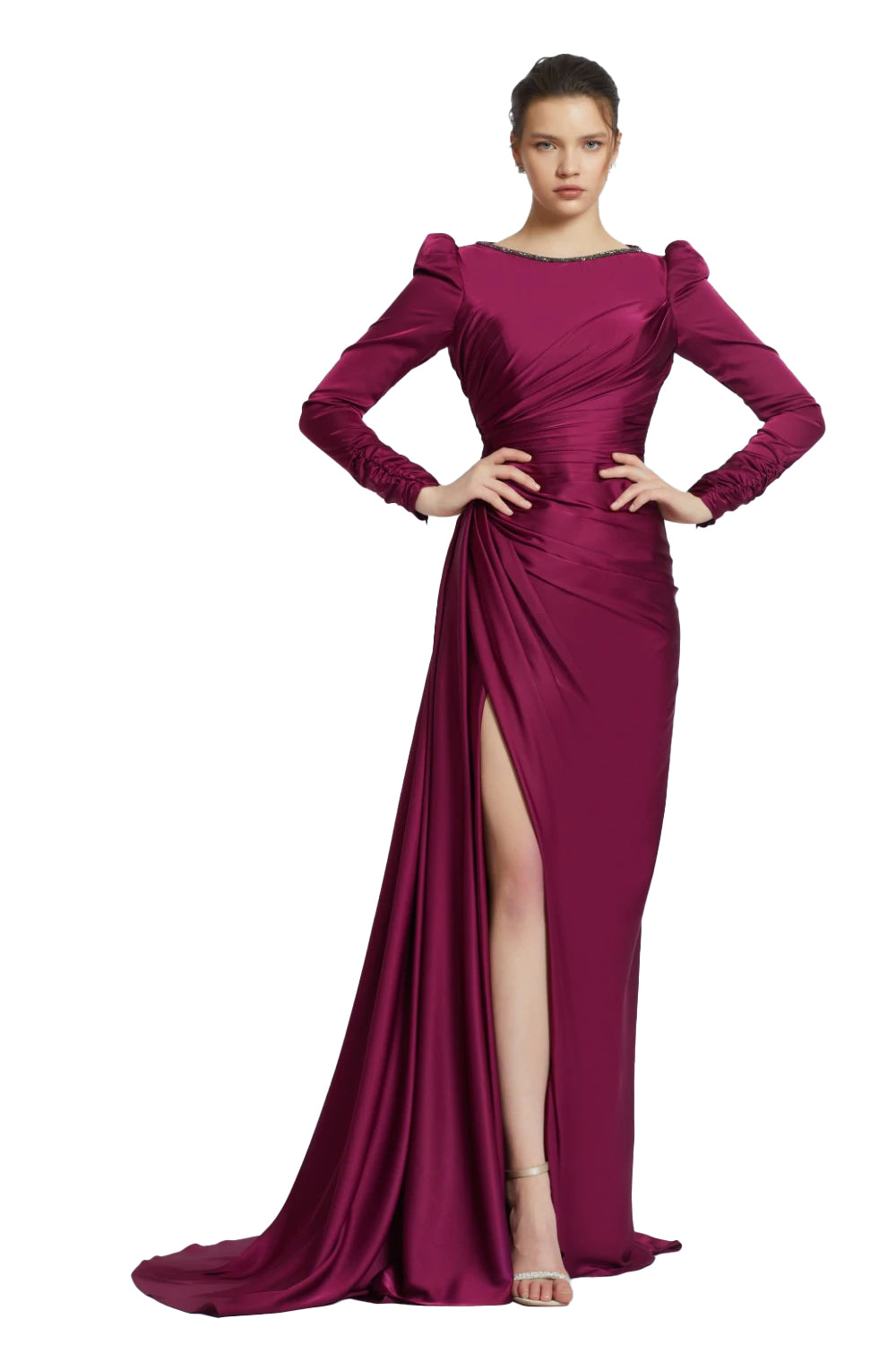 Roya Plum Long Sleeves Gown  unmatchedbyu