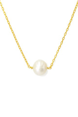 Single Pearl Necklace 14K Gold Pendant