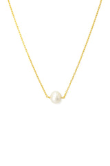 Single Pearl Necklace 14K Gold Pendant