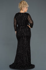 Toya Black Long Sleeves Sequin Gown