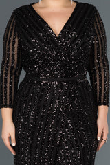 Toya Black Long Sleeves Sequin Gown