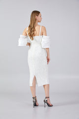 Lindsey White Midi Sequin Dress