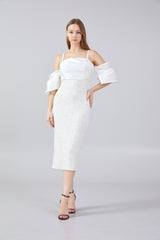 Lindsey White Midi Sequin Dress