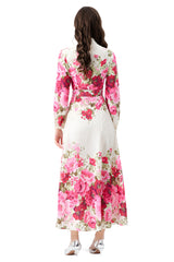 Avani Floral Print Long Sleeves Midi Dress