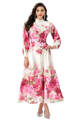 Avani Floral Print Long Sleeves Midi Dress