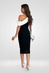 Sheila Black White Bow Detail Midi Dress