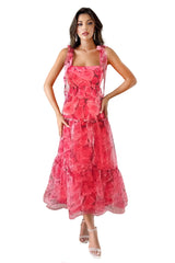 Cassia Red Floral Print Dress