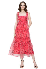 Cassia Red Floral Print Dress