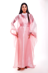 Cleopatra Pink Feather Butterfly Caftan Dress