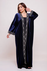 Ayana Navy Blue Velvet Abaya Kimono