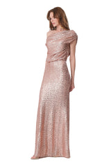 Gioana Rosegold Sequin Sequin Maxi Dress