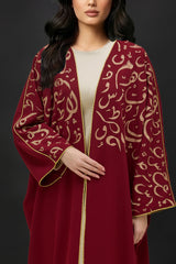 Harf Burgundy Abaya Kimono