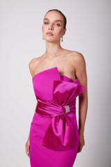 Indira Fuchsia Bow Dress
