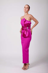 Indira Fuchsia Bow Dress