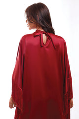 Ivana Fringe Burgundy Caftan Dress