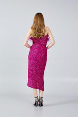 Jessica Fuchsia Sequin Feather Dress