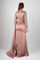 Marcia Taupe Long Sleeves Gown