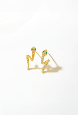 Snake Wrap Stud Earrings Gold Plated CZ 925