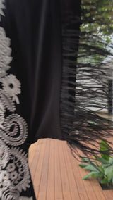 Hijan Feather Embroidered Kimono Abaya