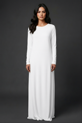 Basic Long Sleeve Rounded Neck Maxi Dress (Multiple Colors)