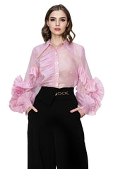 Shauna Orchid Pink Ruffled Sleeves Top