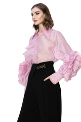 Shauna Orchid Pink Ruffled Sleeves Top