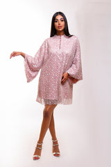 Sophia Pink Floral Embellished Caftan Dress