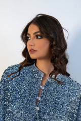 Sophie Dusty Blue Crushed Sequin Caftan Dress
