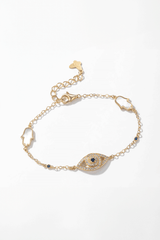 Evil Eyes CZ Stones 925 Sterling Silver Bracelet