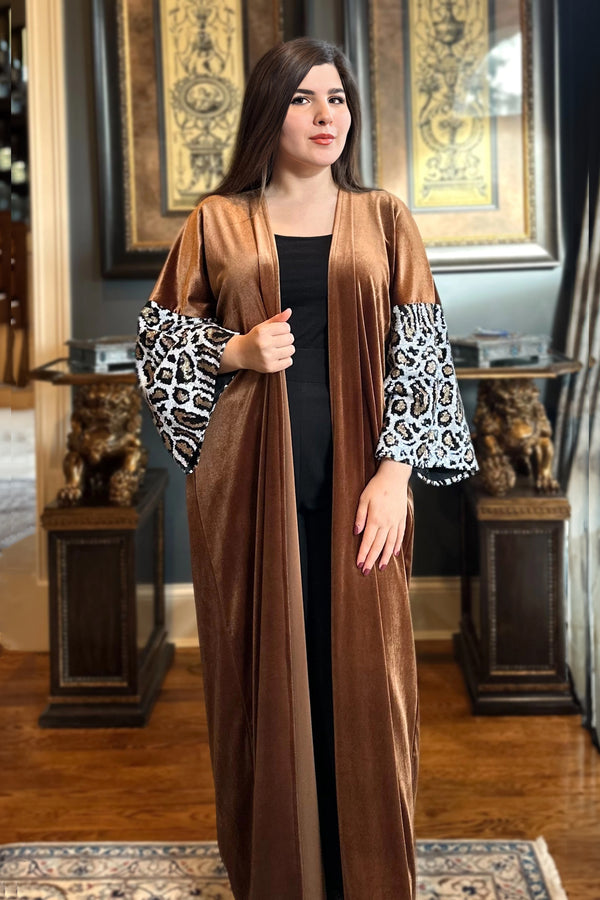 Najwa Velvet Sequin Abaya Kimono