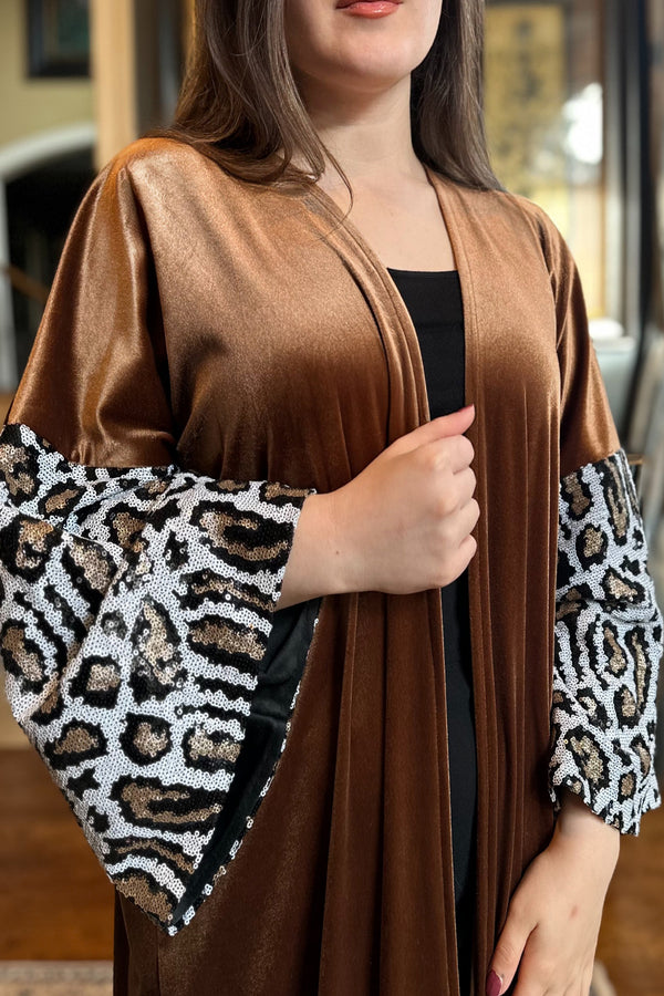 Najwa Velvet Sequin Abaya Kimono