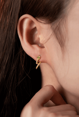 Snake Wrap Stud Earrings Gold Plated CZ 925