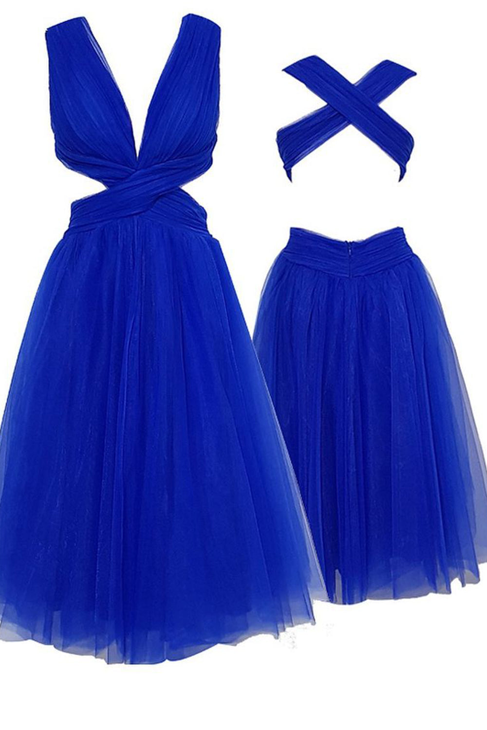 Allie Royal Blue Tulle Midi Dress S (4) Allie Royal Blue Tulle Midi Dress S (4)