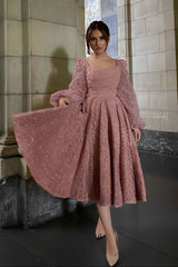 Camelia Pink Floral Midi Dress