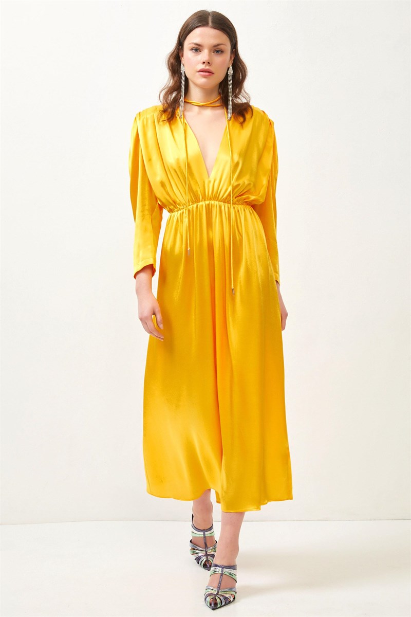 Leia Yellow Midi Summer Dress S Leia Yellow Midi Summer Dress S