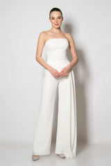 Leyana White Two Piece Top Trouser Set