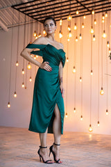 Olivia Emerald Green Midi Dress