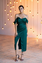Olivia Emerald Green Midi Dress
