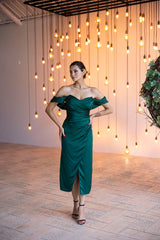 Olivia Emerald Green Midi Dress