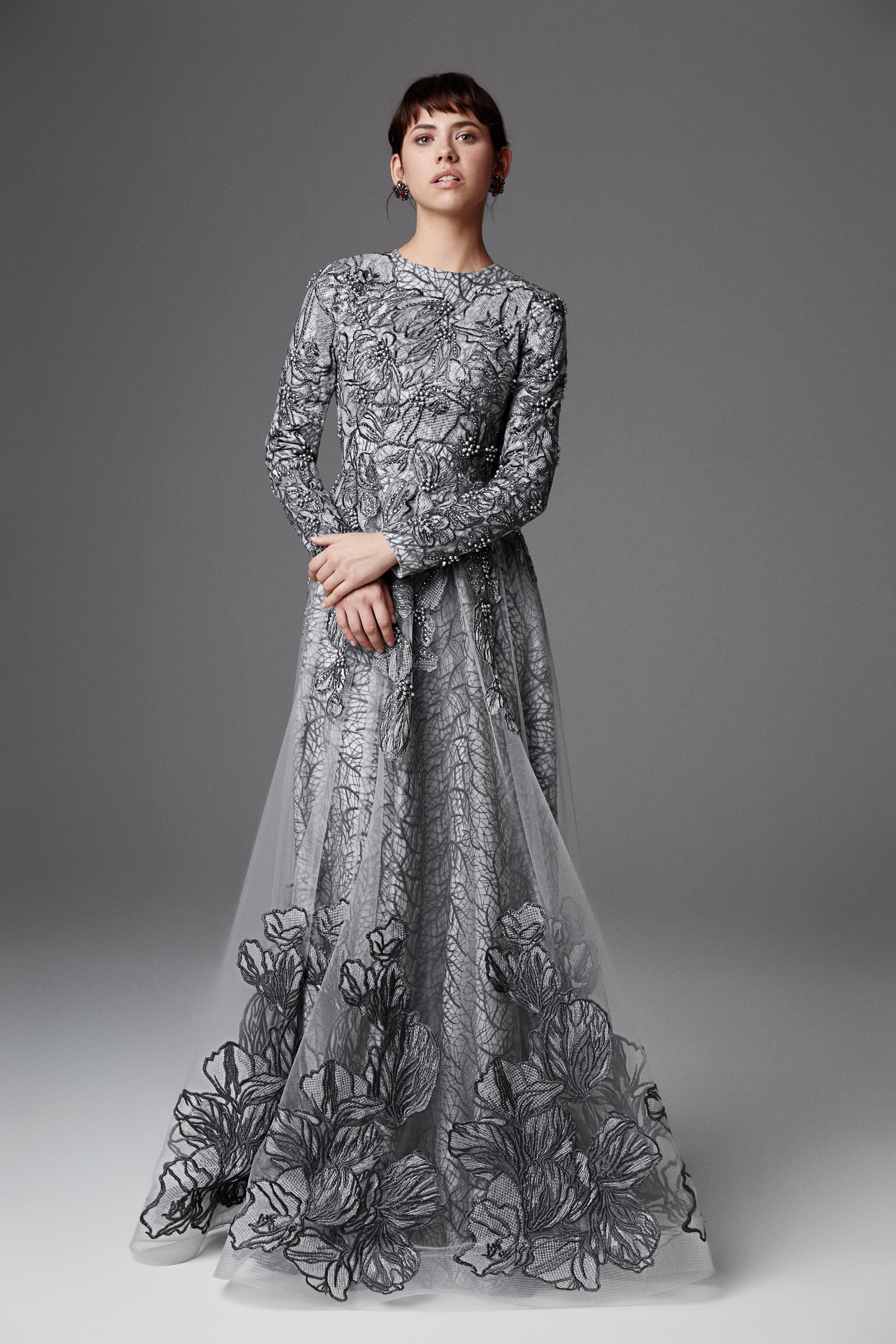Silver Blossom Embroidered Formal Modest Dress 8 Silver Blossom Embroidered Formal Modest Dress 8
