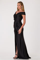 Isabella Black Satin Gown
