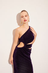 Erika Purple Shimmery Midi Dress