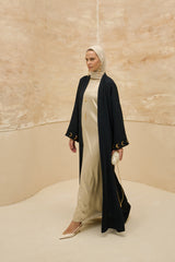 Crescent One Black Abaya Kimono