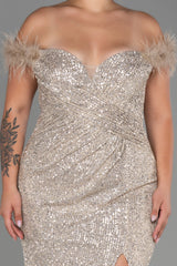 Mary Nude Silver Sequin Gown
