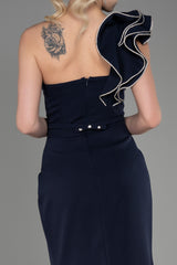 Luma Navy One Shoulder Gown