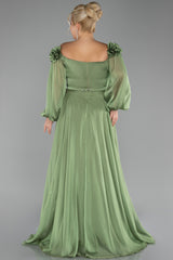 Courtney Floral Off Shoulder Sage Green Long Sleeves Gown