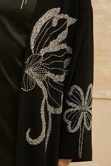 Rafif Black Embellished Abaya Kimono