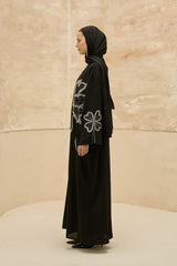 Rafif Black Embellished Abaya Kimono